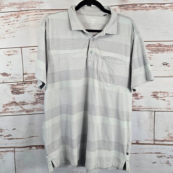 Toad & Co Jack Short Sleeve Polo Grey Stripe Size Large - Picture 1 of 4